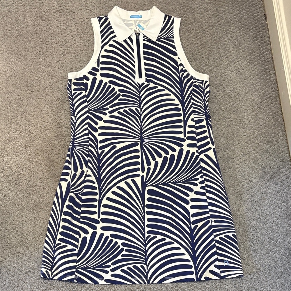 NWT J. McLaughlin Daffy Dress Navy & White Mod Frond XL